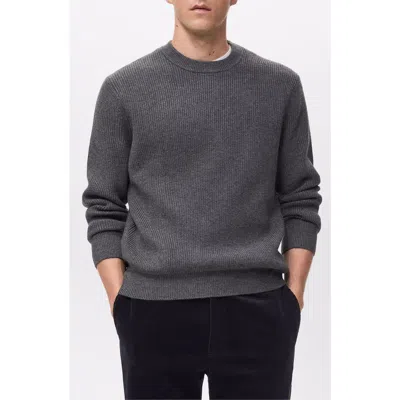 Mango Rib Crewneck Sweater In Gray