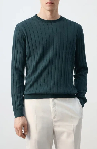 Mango Rib Crewneck Sweater In Green