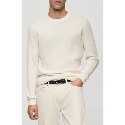 Mango Rib Crewneck Sweater In Off White