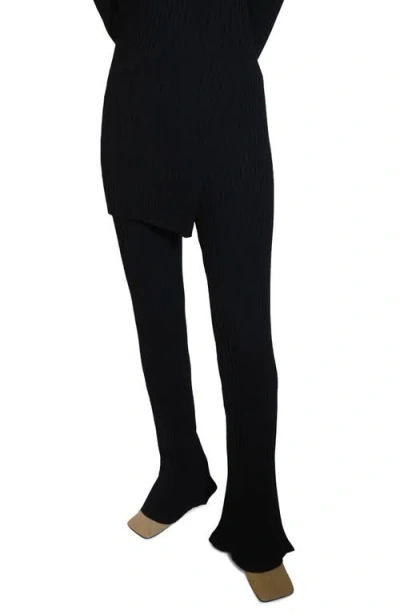 Mango Rib Flare Pants In Black