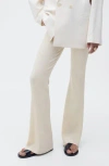 Mango Rib Flare Pants In Neutral