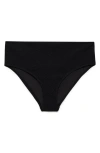 Mango Ribbed High-waisted Bikini Bottom Black In Black