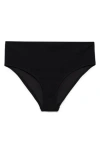 Mango Ribbed High-waisted Bikini Bottom Black In Black