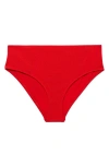 Mango Ribbed High-waisted Bikini Bottom Red In Red