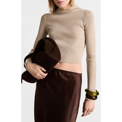 Mango Rib Hoodie Sweater In Light/pastel Grey
