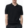 Mango Rib Johnny Collar Polo In Black
