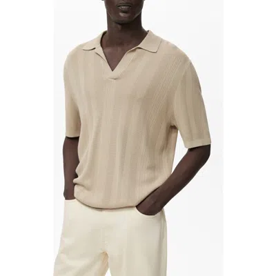 Mango Men's Ribbed Knit Polo Shirt In Nude