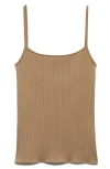 Mango Rib Knit Camisole In Brown