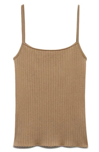 Mango Rib Knit Camisole In Light/pastel Brown