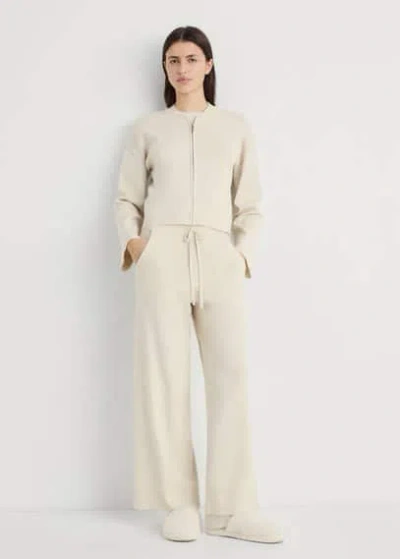 Mango Rib-knit Jacket With Zipper In Light/pastel Grey
