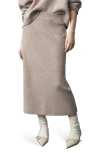 Mango Rib Knit Midi Skirt In Sand