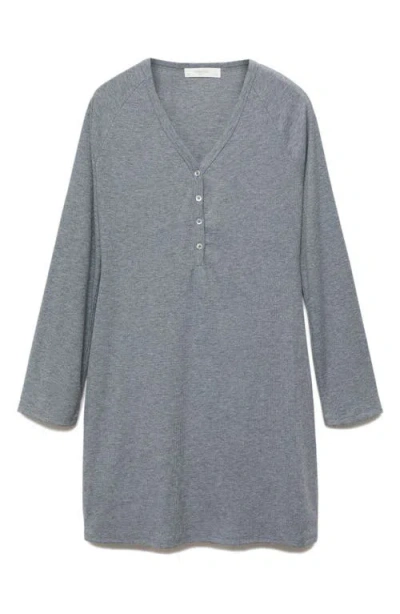 Mango Rib Knit Nightgown In Gray