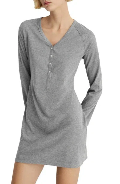 Mango Rib Knit Nightgown In Grey