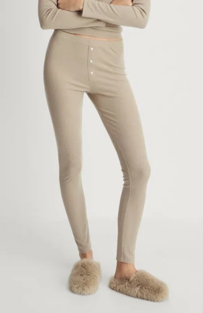 Mango Rib Knit Pants In Peach