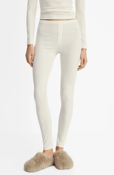Mango Rib Knit Pants In Vanilla