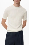 Mango Rib Knit T-shirt In White