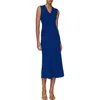Mango Rib Knit V-neck Midi Dress In Blue