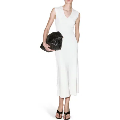 Mango Rib Knit V-neck Midi Dress In White