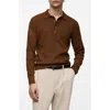 Mango Cotton-blend Ribbed Polo Shirt Coffee In Coffee