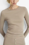 Mango Rib Long Sleeve T-shirt In Peach