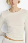 Mango Rib Long Sleeve T-shirt In Vanilla