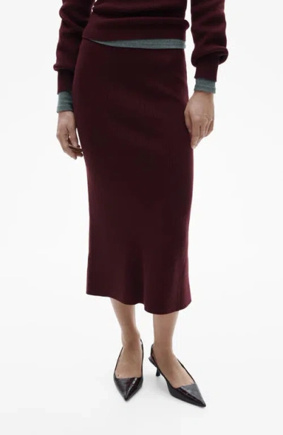 Mango Rib Midi Skirt In Wine