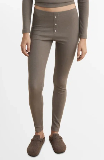 Mango Rib Pajama Pants In Brown