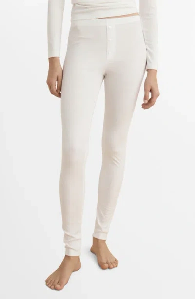 Mango Rib Pajama Pants In White