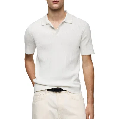 Mango Rib Polo Shirt In White