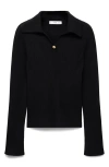 Mango Rib Polo Sweater In Black