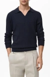 Mango Rib Polo Sweater In Black