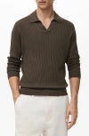 Mango Rib Polo Sweater In Green