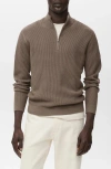 Mango Rib Quarter Zip Sweater In Brown