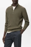 Mango Rib Quarter Zip Sweater In Green