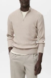 Mango Rib Quarter Zip Sweater In Neutral