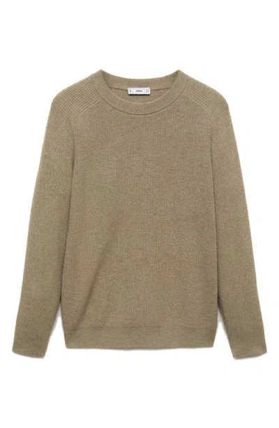 Mango Rib Sleeve Sweater In Mink Grey