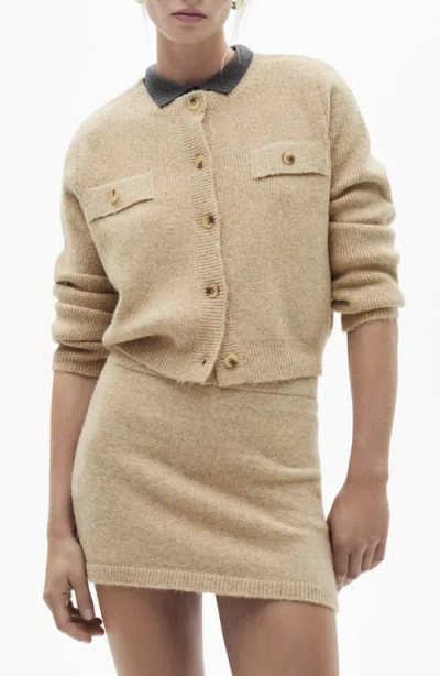 Mango Knitted Miniskirt Medium Brown