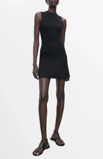 Mango Rib Sweater Dress In Black
