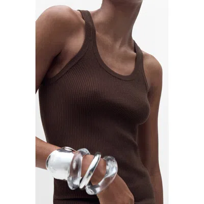 Mango Rib Sweater Tank In Brown