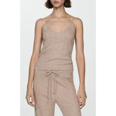 Mango Rib Sweater Tank In Sand