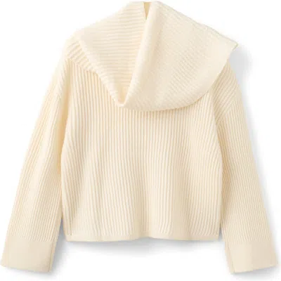Mango Ribbed Sweater With Scarf Detail Ecru In Neutral