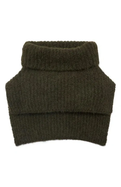 Mango Rib Turtleneck Snood In Green