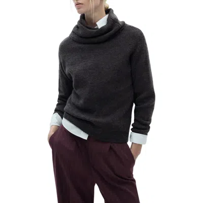 Mango Rib Turtleneck Sweater In Charcoal
