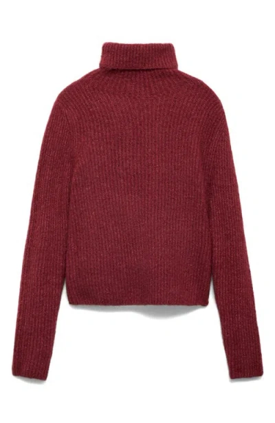 Mango Rib Turtleneck Sweater In Wine