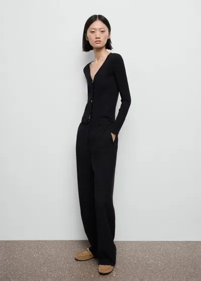 Mango Ribbed Buttoned Cardigan Black