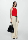 Mango Ikura Bow Cutout Sleeveless Top In Red