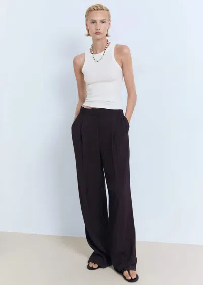 Mango Ribbed Cotton-blend Top White