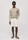 Mango Ribbed Cotton Knitted Sweater Beige