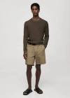 Mango Ribbed Cotton Knitted Sweater Khaki In Kaki