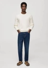 Mango Ribbed Cotton Knitted Sweater Off White In Blanc Cassé